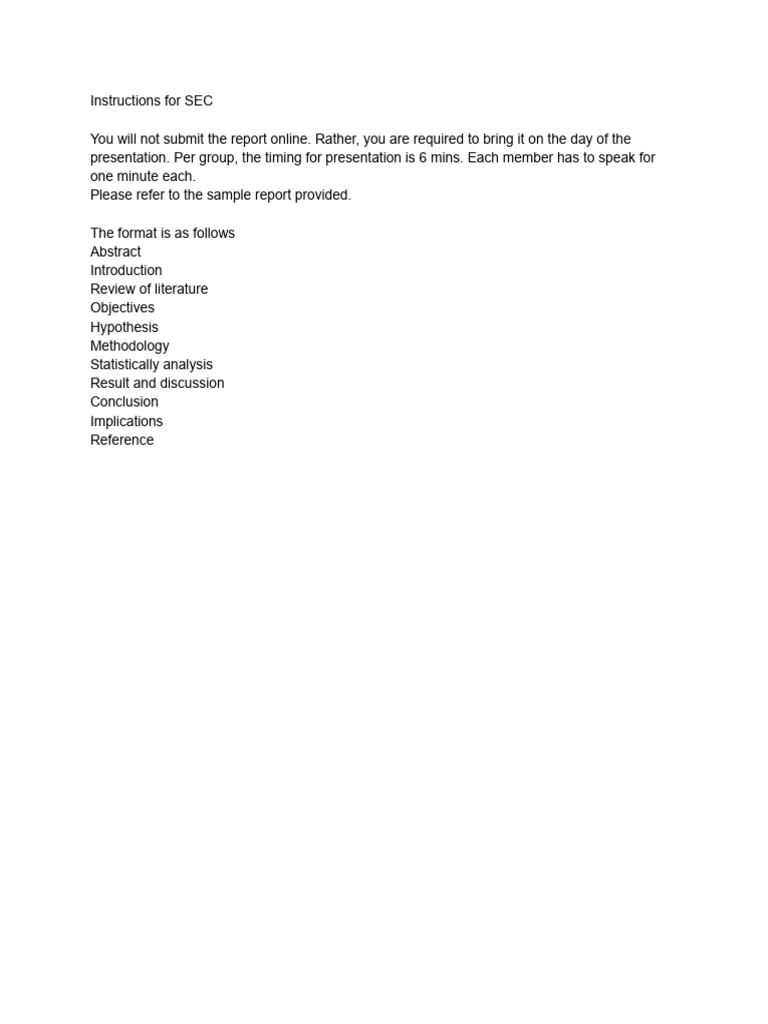 SEC Presentation Report Guidelines | PDF