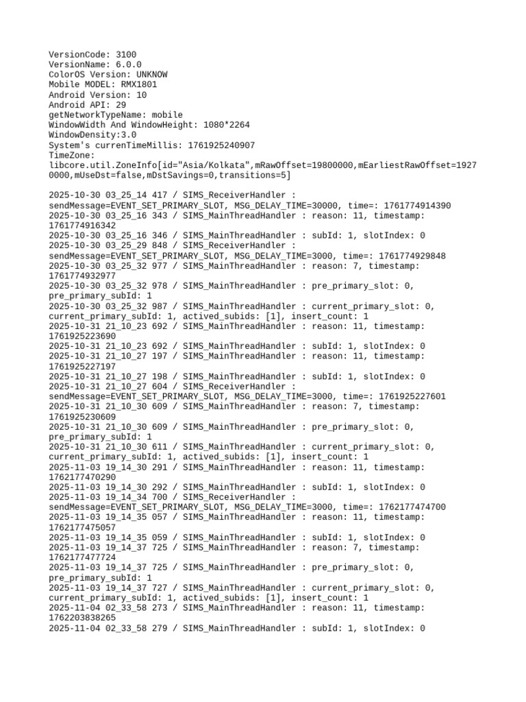 SIMS Handler Logs for RMX1801 Device | PDF | Embedded Linux ...