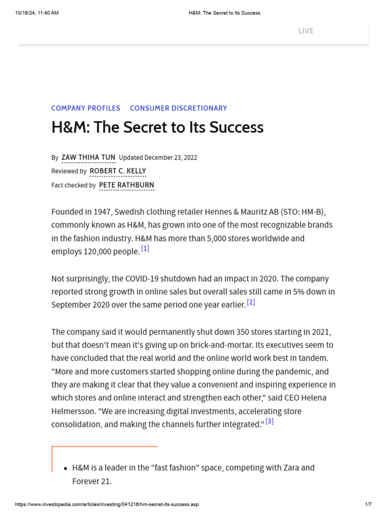 H&M's Fast Fashion Success Explained | PDF | Marketing | Economies