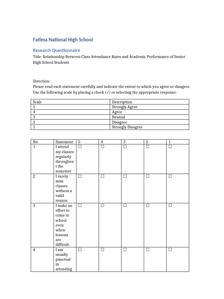 Likert Scale Questionnaire FatimaNHS Compressed | PDF | Likert Scale ...