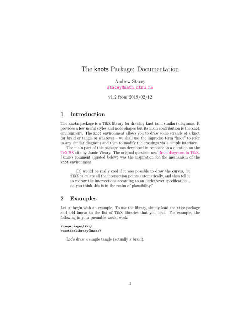 TikZ Knots Package Documentation | PDF | Computer Programming | Computing