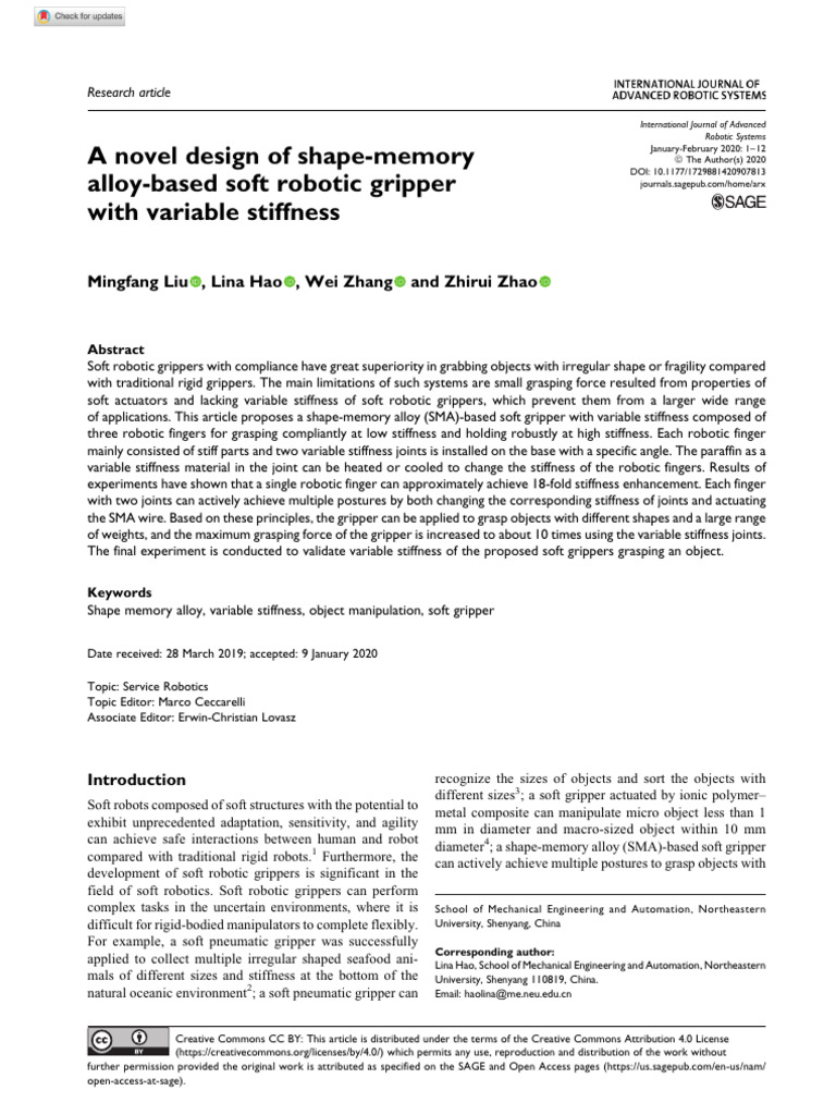 A Novel Design of SMA Based Soft Robotic Gripper With Variable ...