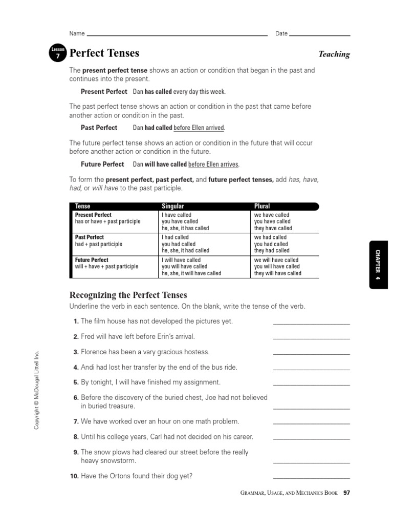 Understanding Perfect Tenses in English | PDF | Perfect (Grammar ...