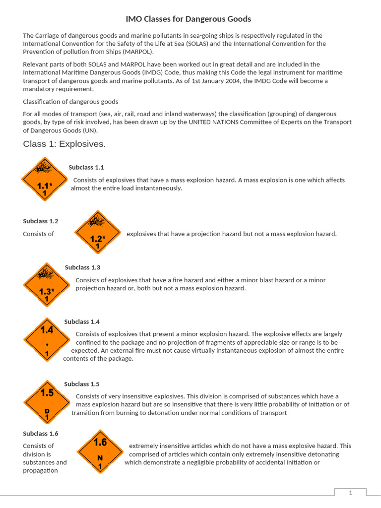 IMO Dangerous Goods Classification | PDF | Dangerous Goods | Infection