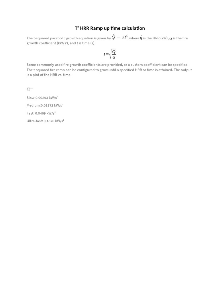 T-SQR HRR Ramp Up Time Calculation | PDF