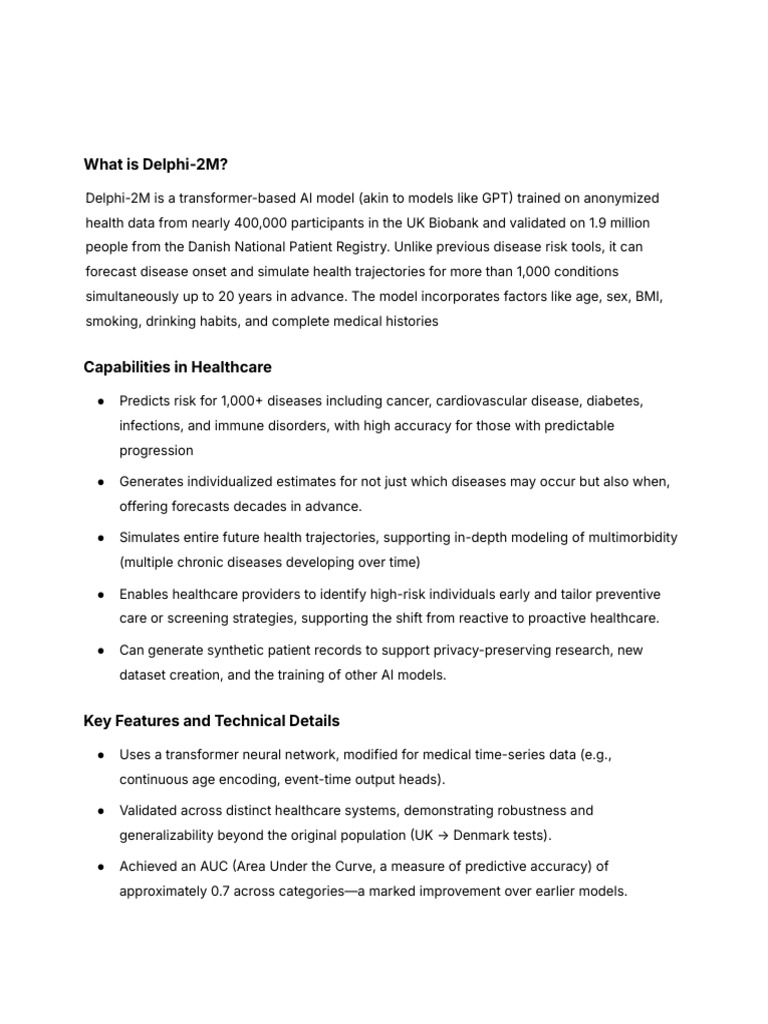 Delphi 2M Capabilities | PDF | Health Care | Artificial Intelligence