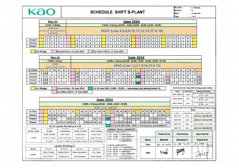 Schedule Shift June 2024 Rev | PDF
