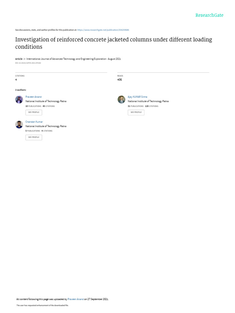 Investigation of Reinforced Concrete Jacketed Colu | PDF | Fibre ...
