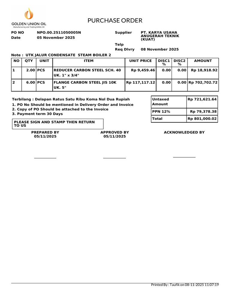 Purchase Order - NPO.00.2511050005N | PDF