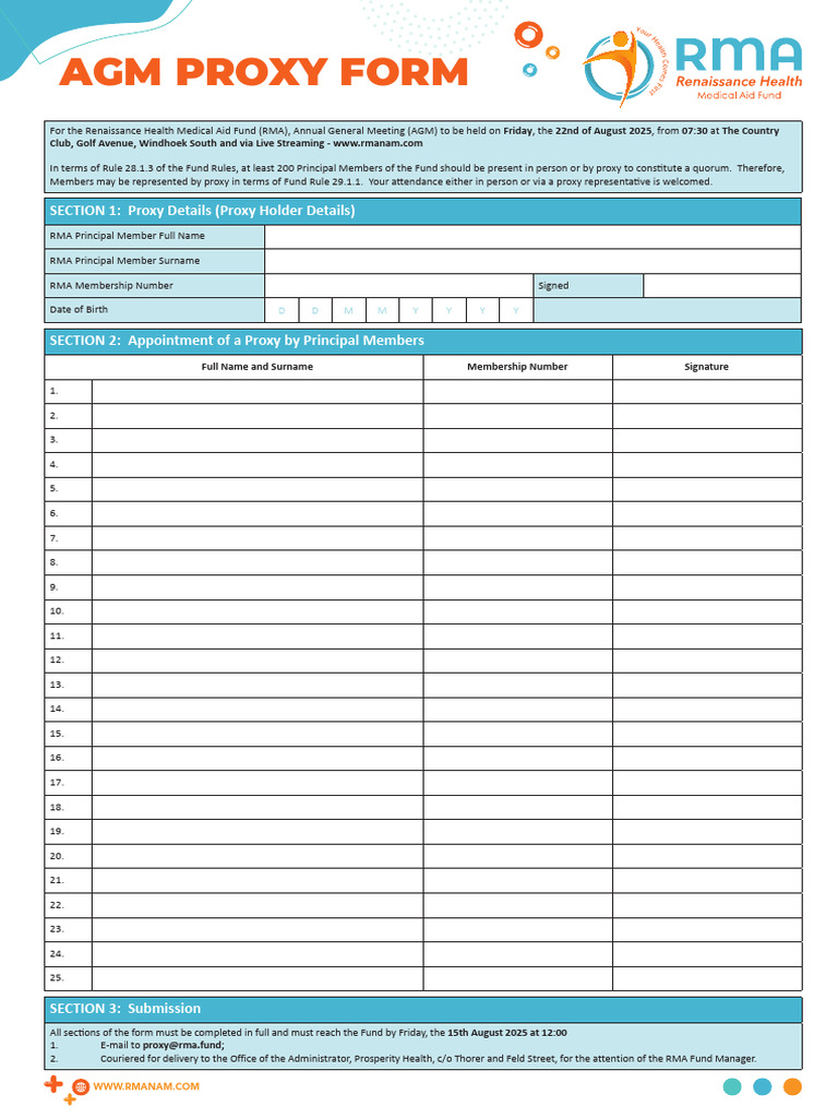 RMA AGM Proxy Form 2025 | PDF