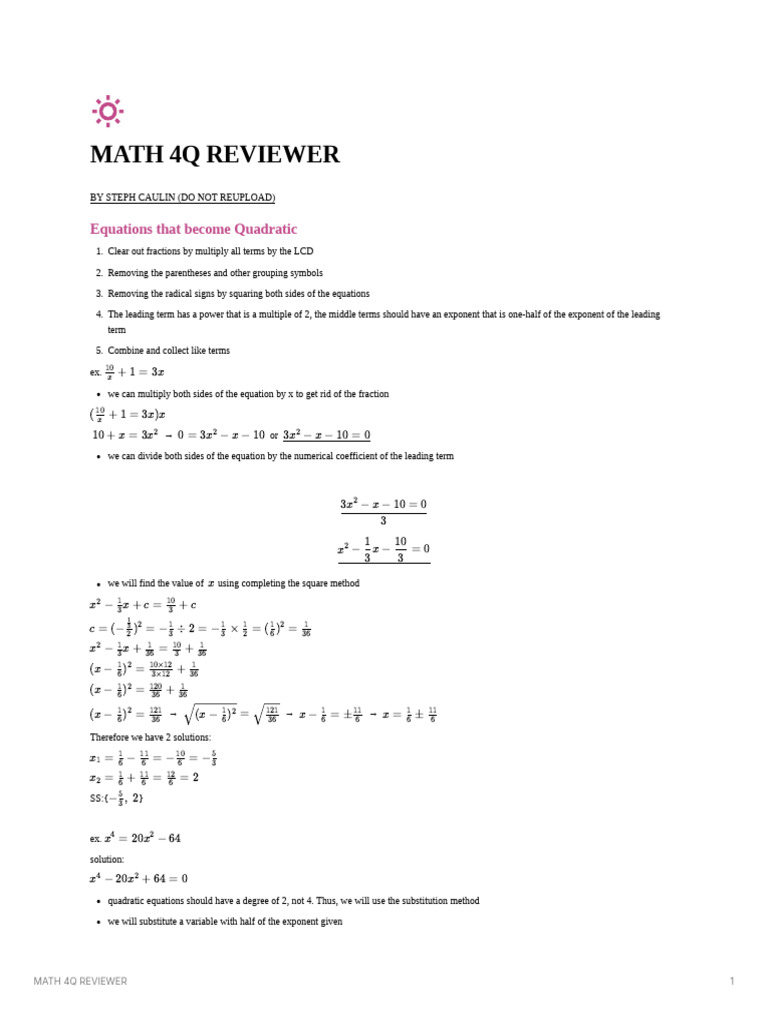 MATH_4Q_REVIEWER | PDF | Mathematics | Algebra