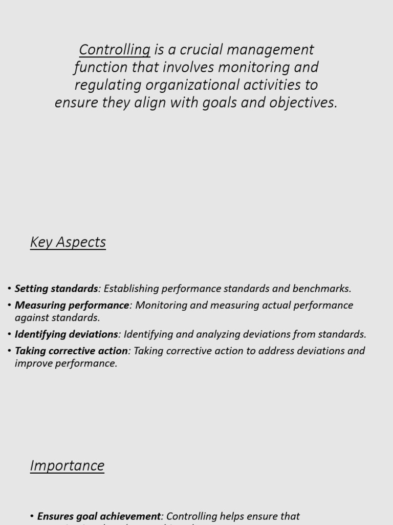 UNIT V - Controlling | PDF | Performance Indicator | Goal