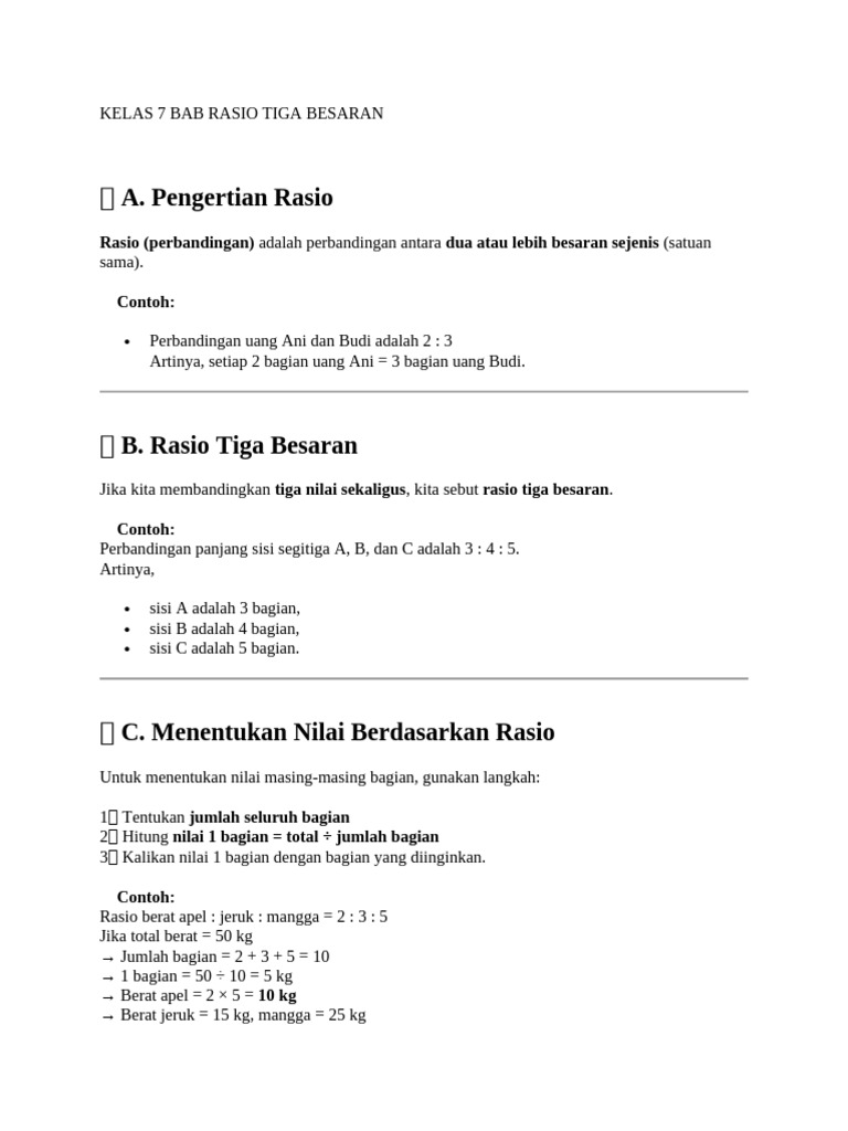 Rasio Tiga Besaran dalam Matematika | PDF