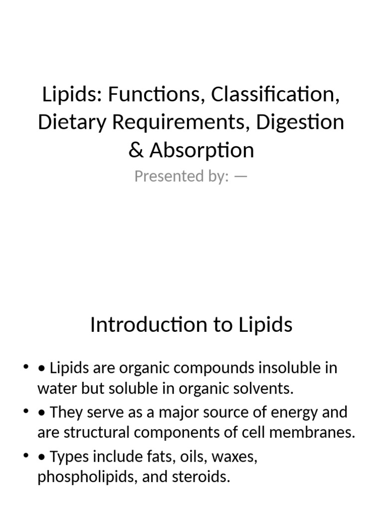 Lipids Presentation | PDF