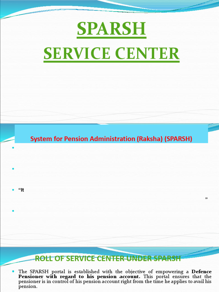 SPARSH: Defence Pension Service Center | PDF | Biometrics | Computing