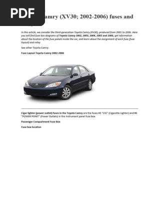 Toyota Camry Fuse Box Diagrams 2002-2006 | PDF | Anti Lock Braking System