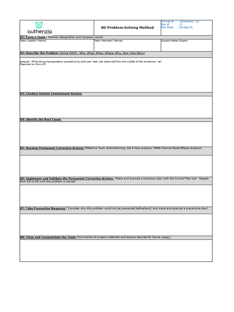 8D Problem-Solving Method Guide | PDF