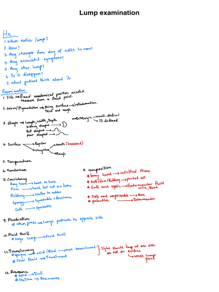 Comprehensive Lump Examination Guide | PDF | Hyperthyroidism | Edema