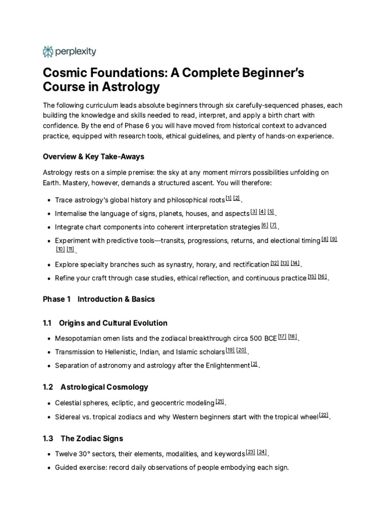 Beginner's Astrology Course Outline | PDF | Horoscope | Astrology