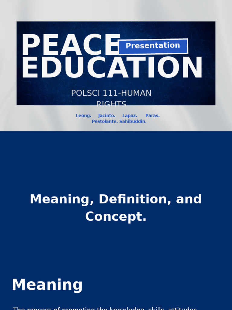 Understanding Peace Education Concepts | PDF | Peace | Nonviolence