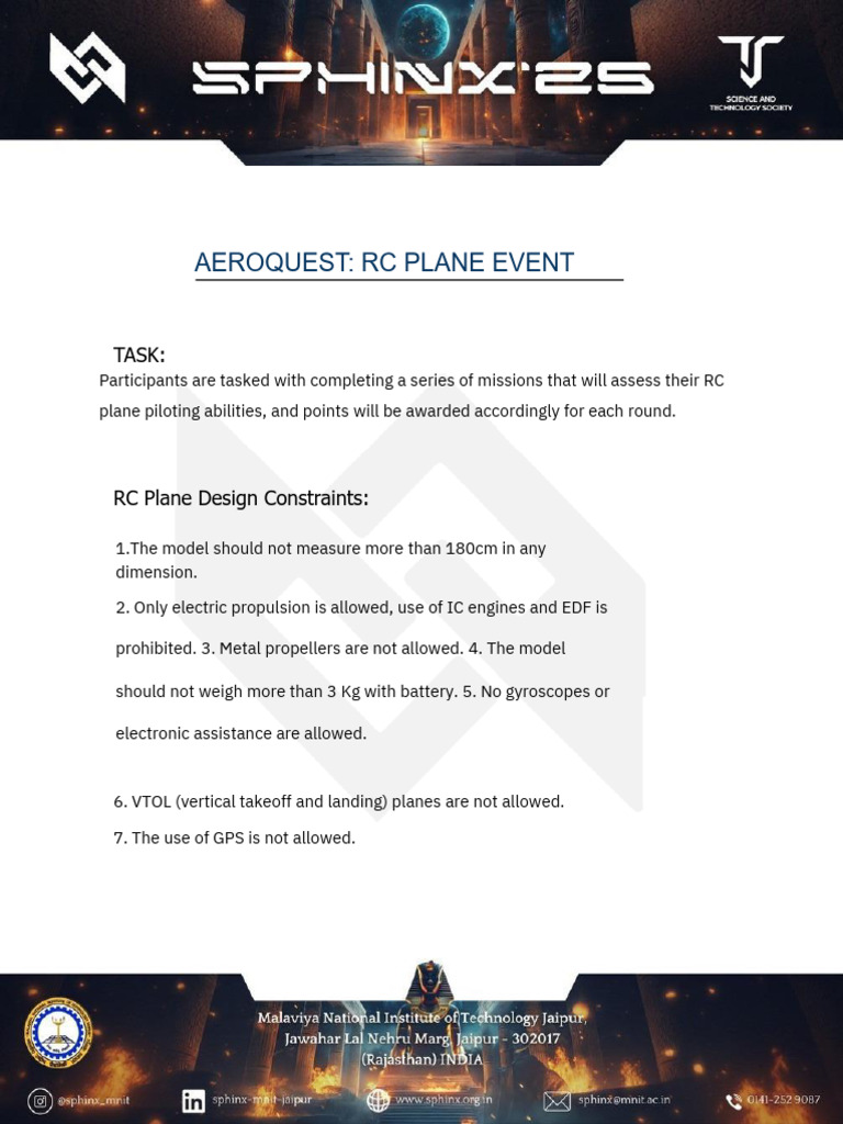 AEROQUEST RC Plane Competition Rules | PDF | Aerospace Engineering ...