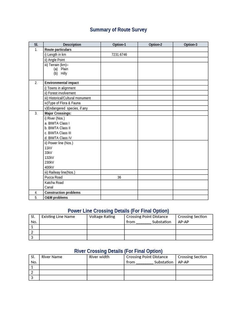 Double Circuit Route Survey Summary | PDF