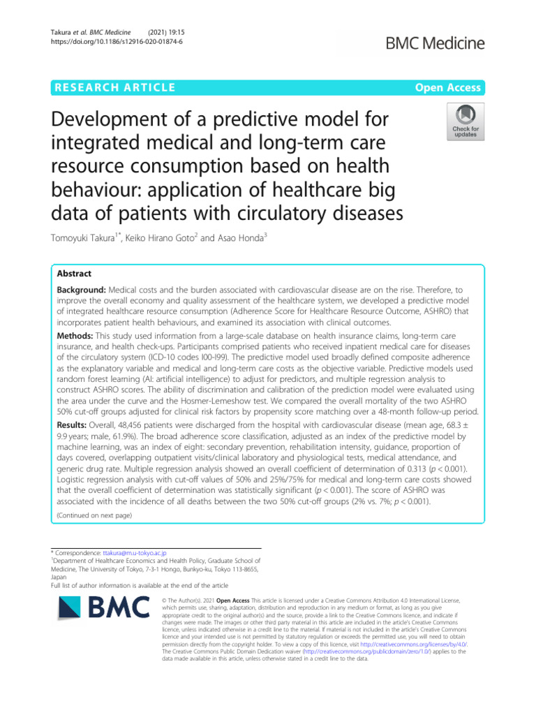 8. (2021) Development of a Predictive Model for Integrated Medical and ...