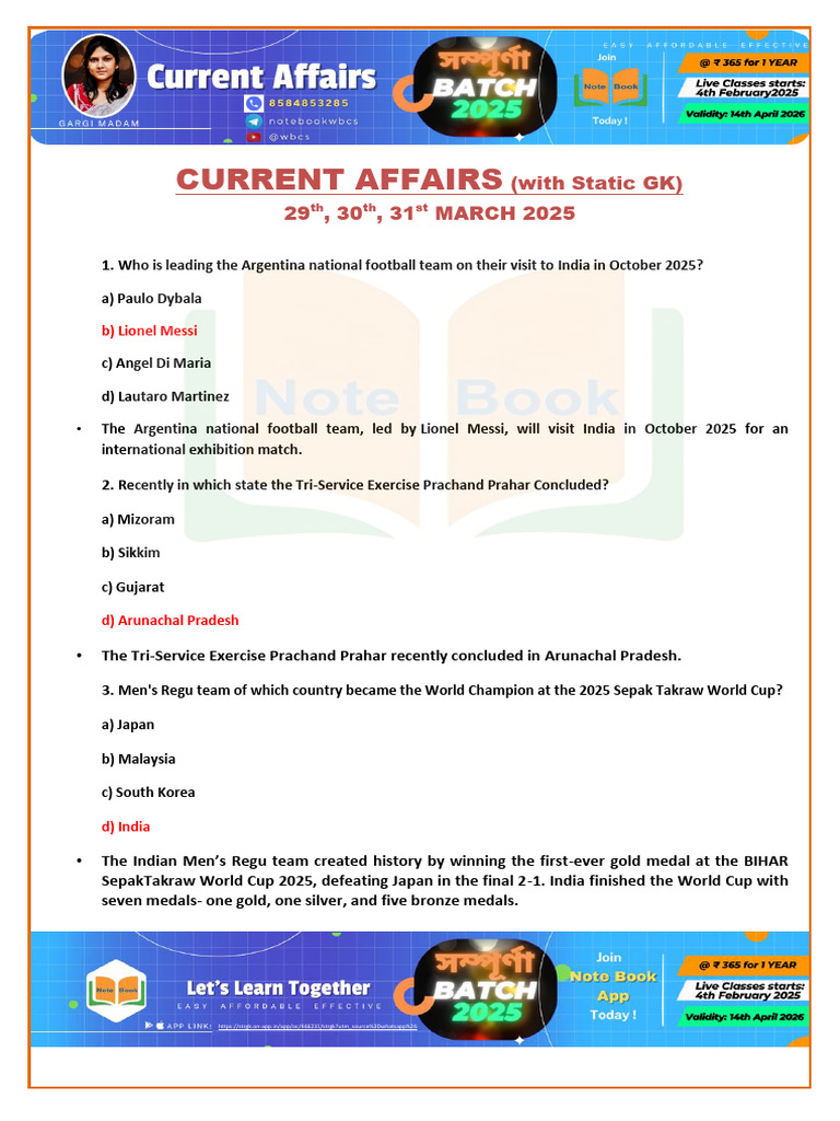 CA - 29-31 MARCH - 2025 - Note Book | PDF