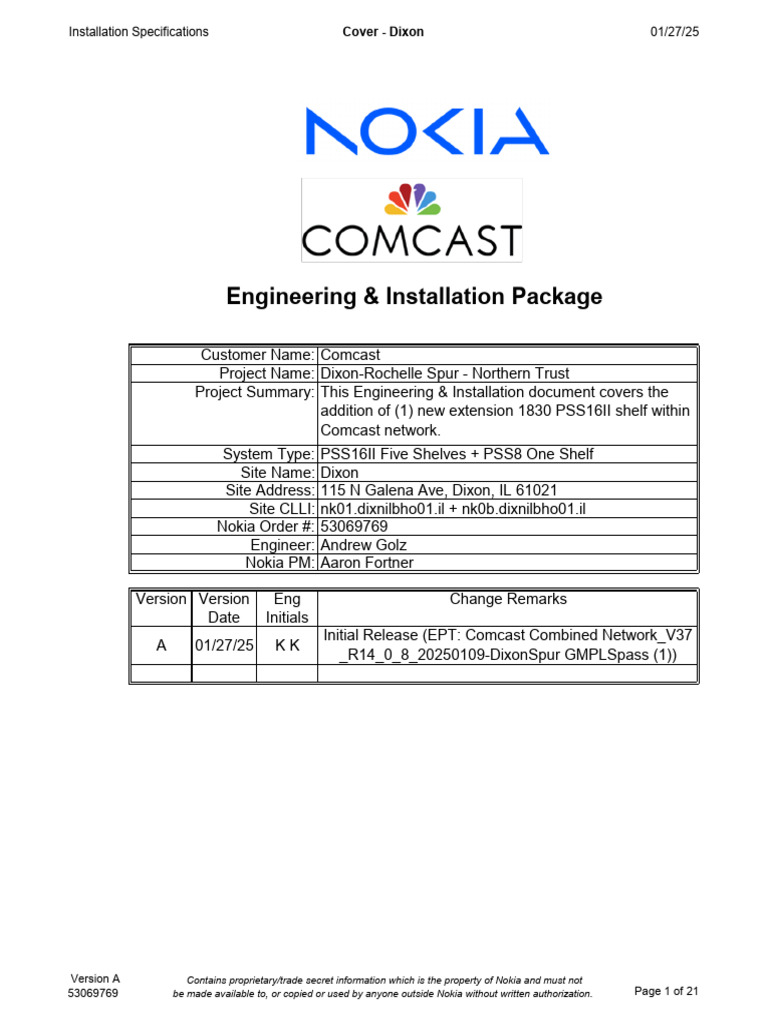 Comcast Installation Specs for PSS16II | PDF | Electrical Connector | Screw