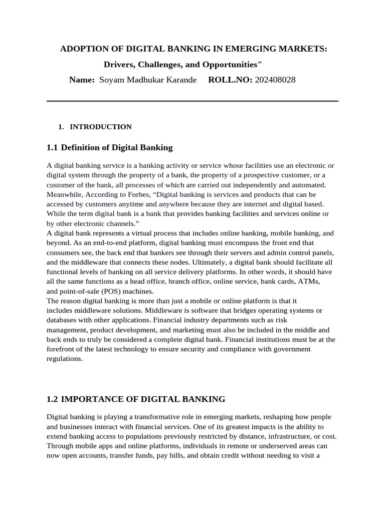 Digital Banking in Emerging Markets | PDF | Banks | Financial Technology