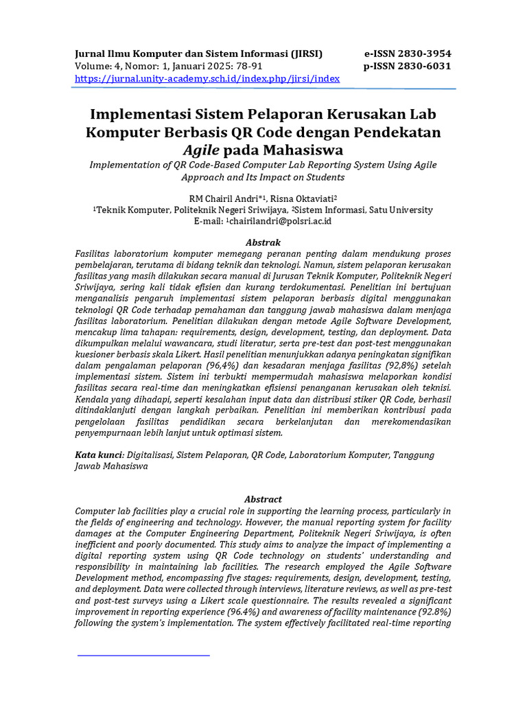 Sistem Pelaporan Kerusakan Lab QR Code | PDF