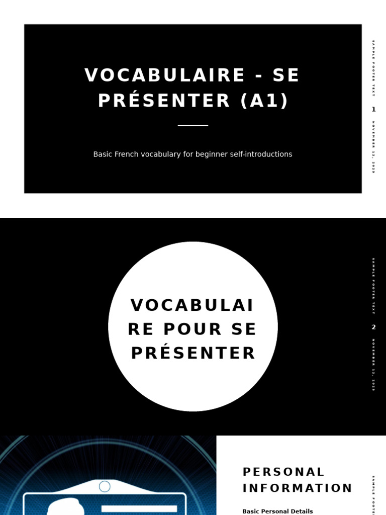 A1 French Vocabulary: Self-Introductions | PDF | Vocabulary | Cognitive ...