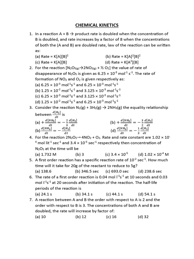 Chemistry Chapter 3 Chemical Kinetics | PDF | Reaction Rate ...