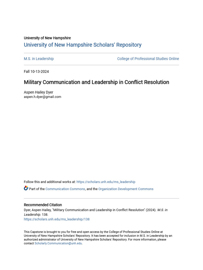 Military Communication and Leadership in Conflict Resolution | PDF ...