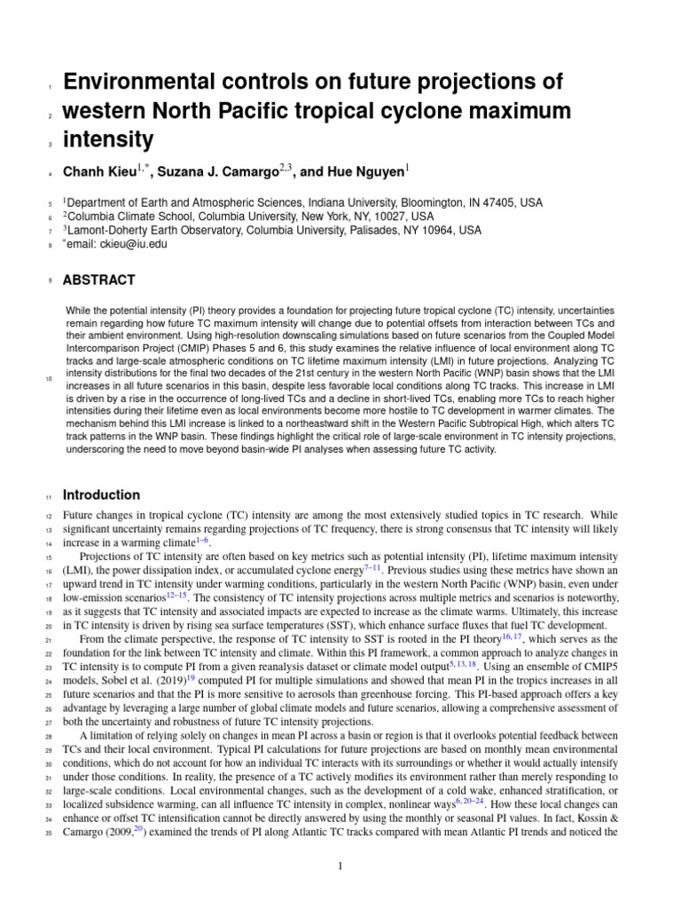 Future Projections of Tropical Cyclone Intensity | PDF | Climate | Sea ...