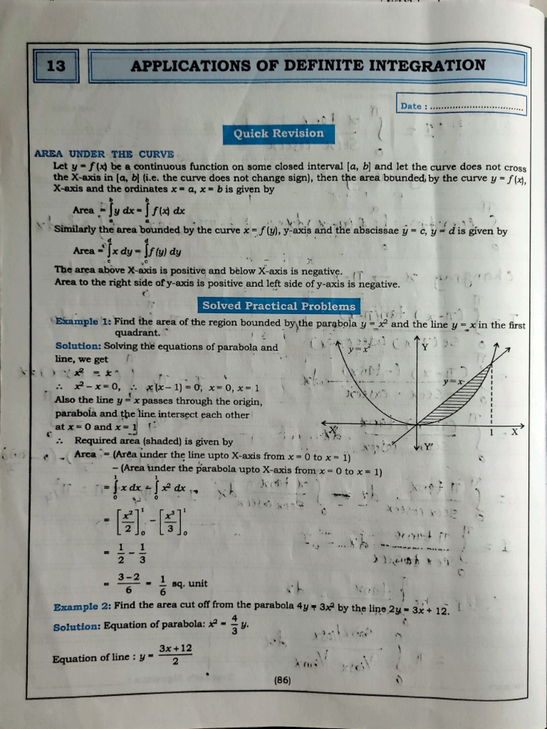 Application of Definite Integration | PDF