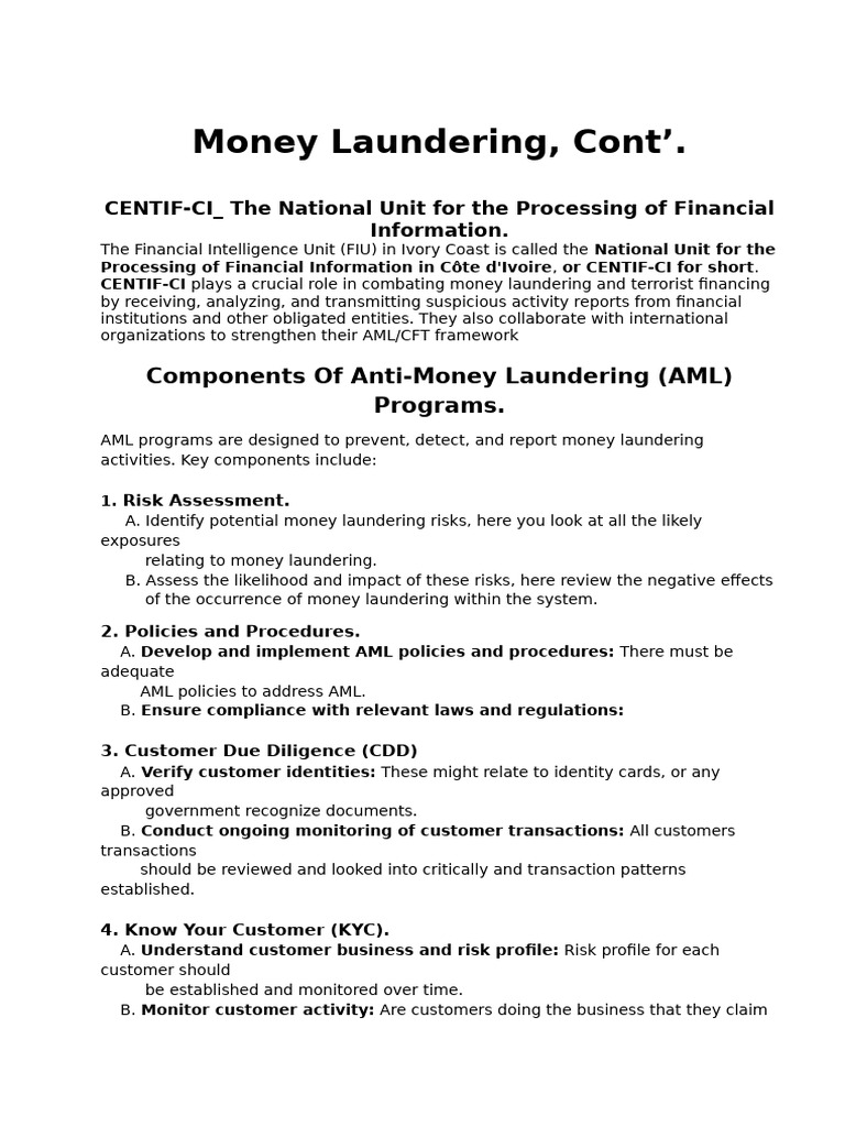 Money Laundering, Cont’ | PDF | Terrorism Financing | Regulatory Compliance