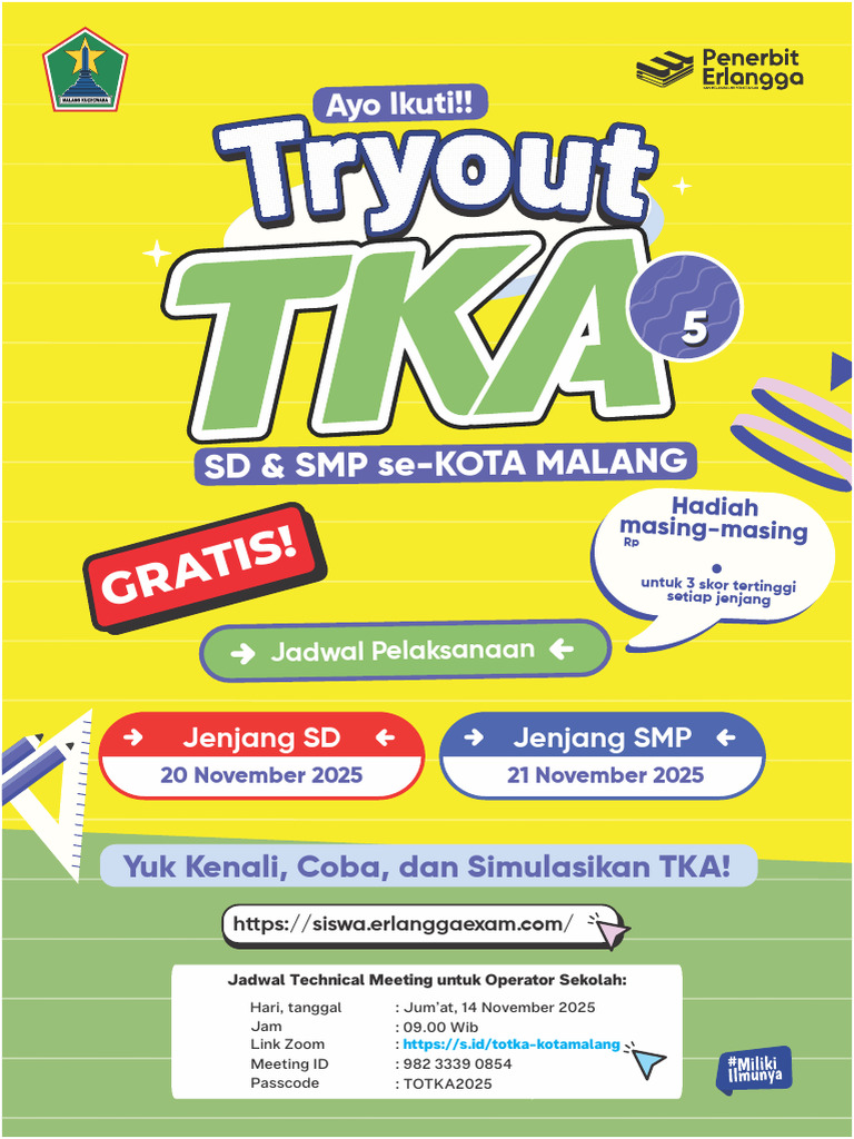 Jadwal TKA SD & SMP Kota Malang | PDF