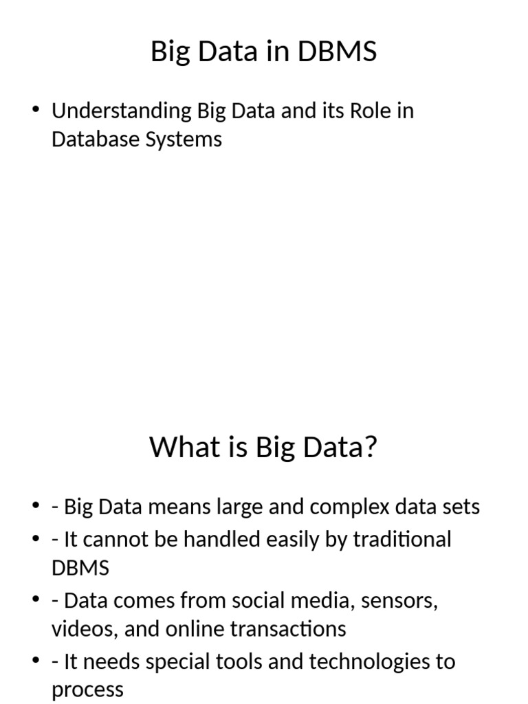 Big Data in DBMS Presentation | PDF