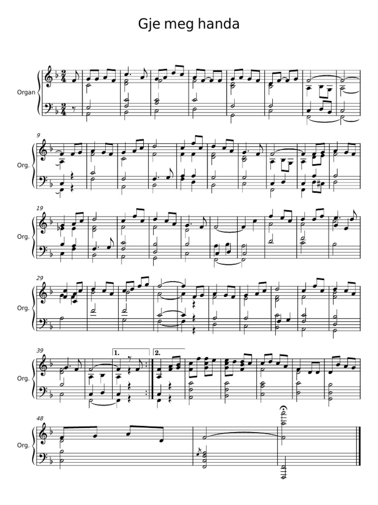 Gje meg handa Sheet Music Download | PDF