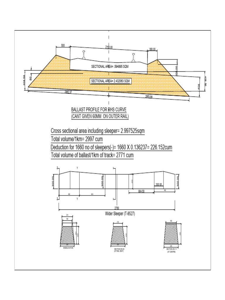 Ballast Profile and Volume Calculation | PDF | Transport | Rail ...