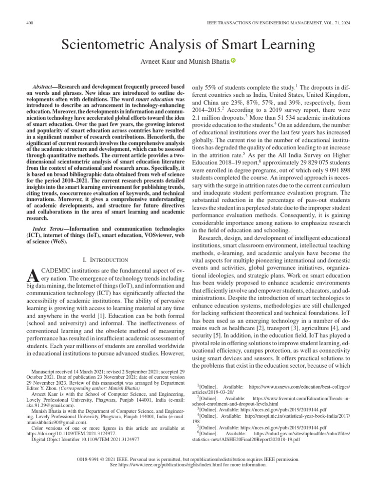 Scientometric Analysis of Smart Learning | PDF | Educational Technology ...