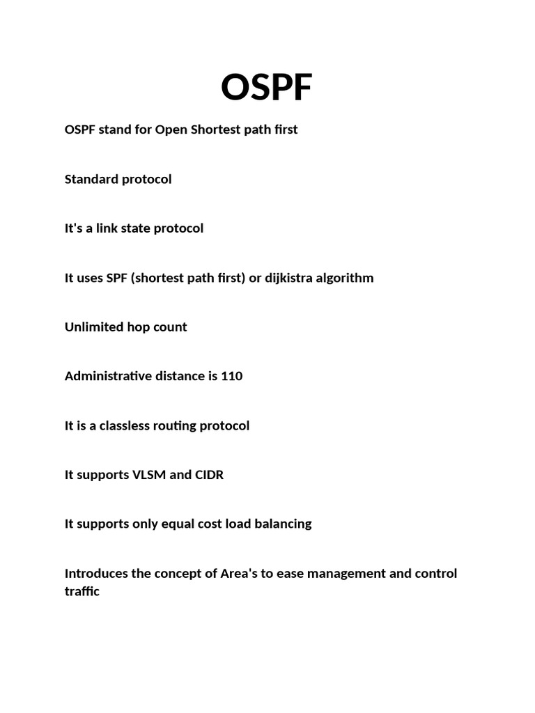 OSPF Protocol Overview and Features | PDF