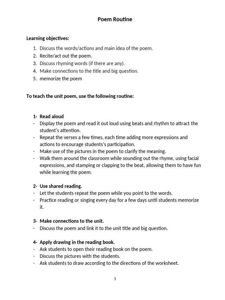 Poem Routine | PDF