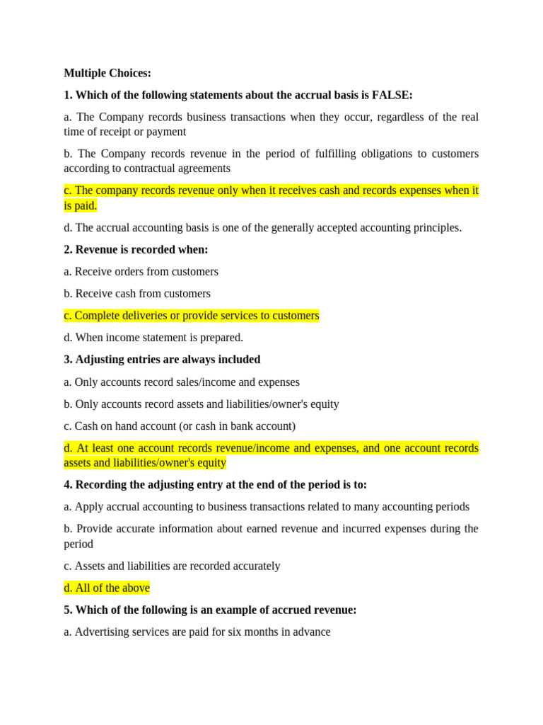 EX of Chapter 4 | PDF | Accrual | Revenue