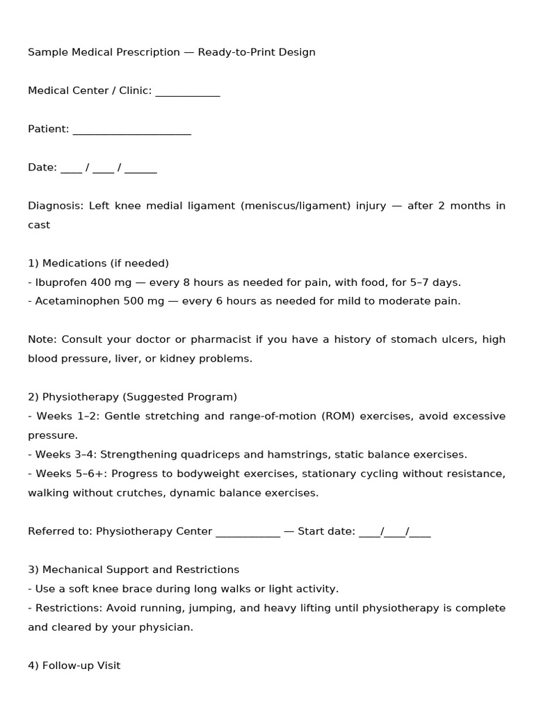 Sample Medical Prescription Template | PDF