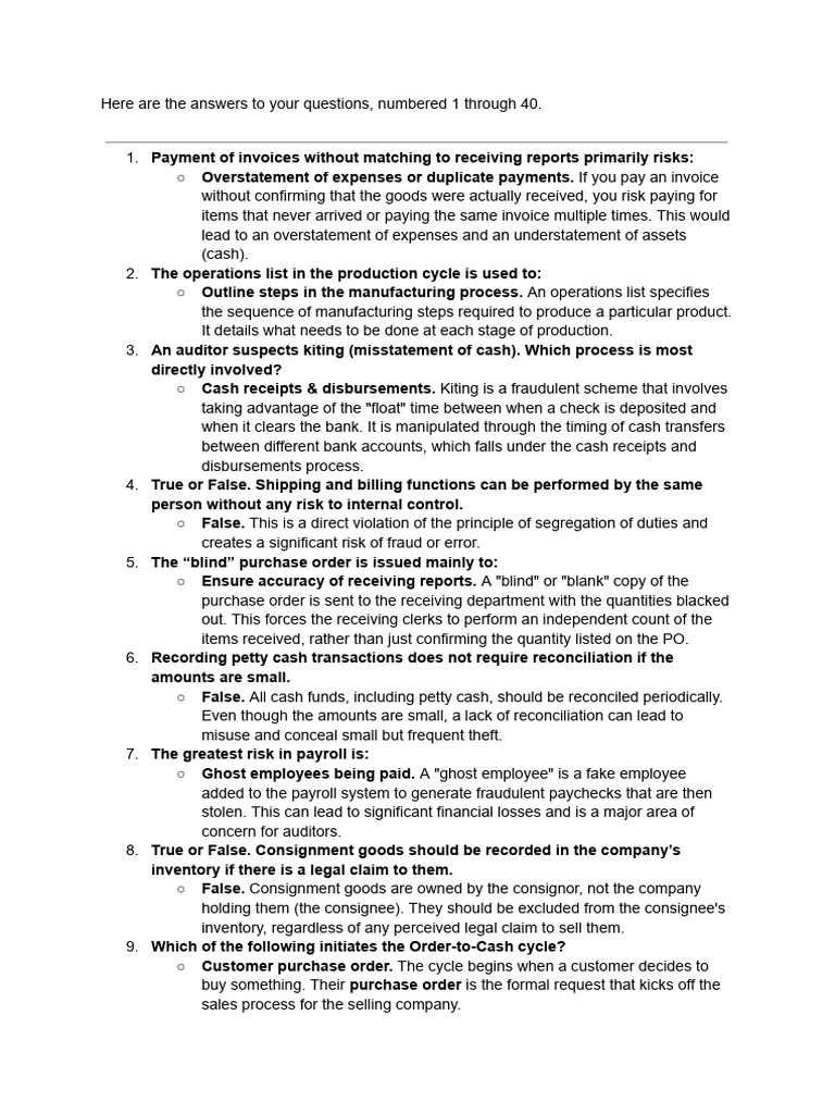 Key Controls in Financial Processes | PDF | Accounts Payable | Receipt