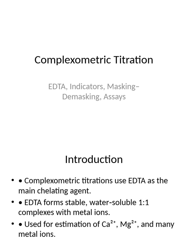 Complexometric Titration with EDTA | PDF