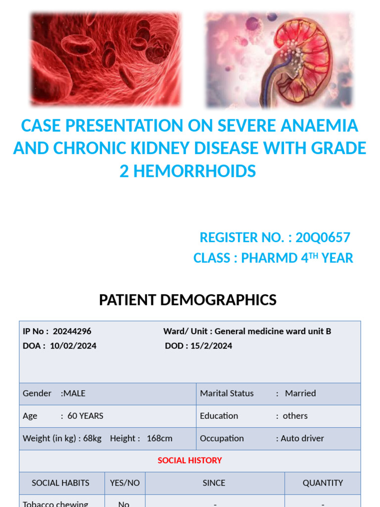 Severe Anemia & CKD Case Study Analysis | PDF | Chronic Kidney Disease ...