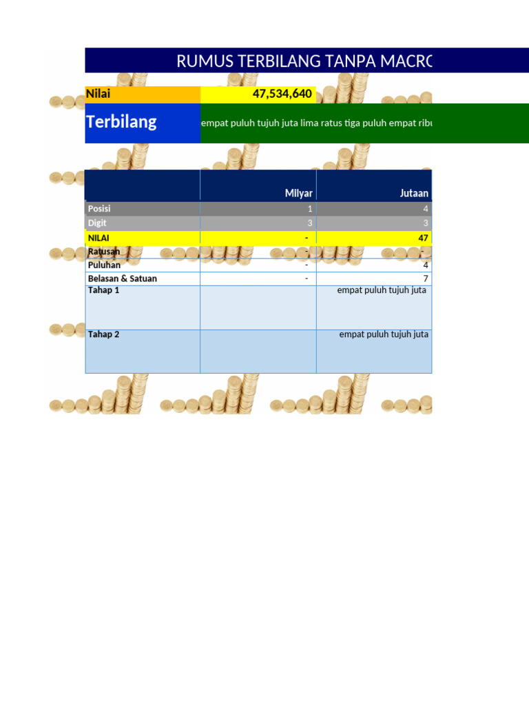 Rumus Terbilang Excel untuk Angka 47 Juta | PDF
